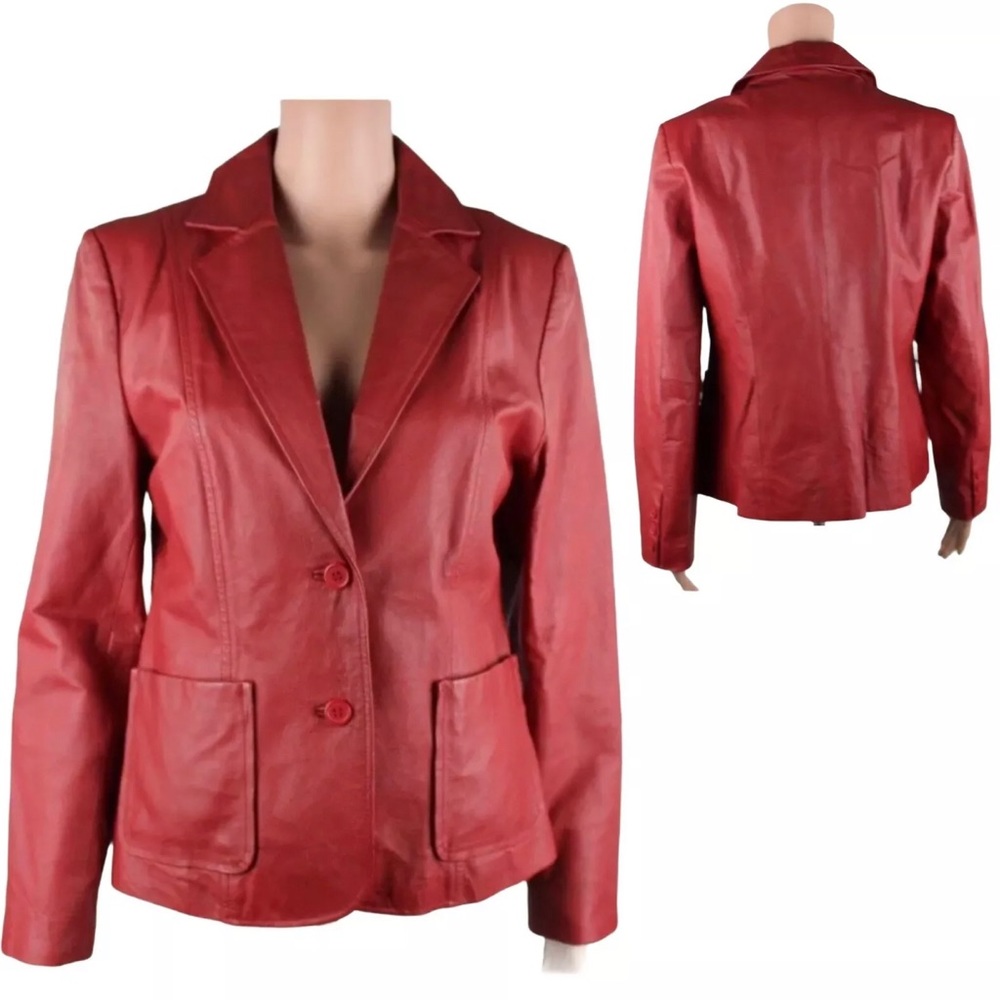 John Paul Richard Red 100% Genuine Leather Blazer